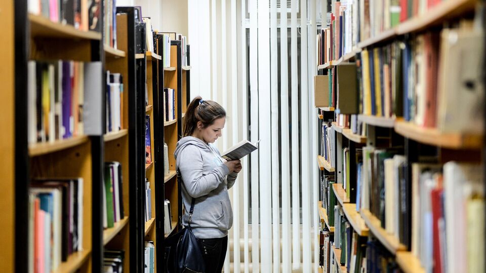 Посетительница в библиотеке